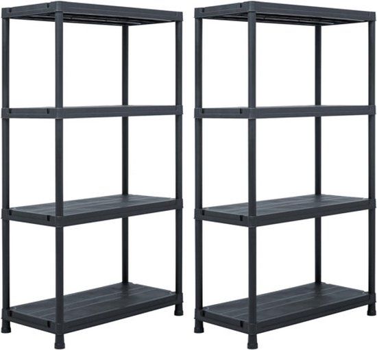 vidaXL Opbergrekken 2 stuks 60x30x138 cm kunststof zwart