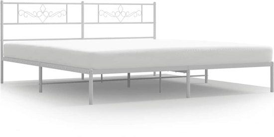 vidaXL Bedframe met Hoofdbord Metaal Wit 183x213 cm