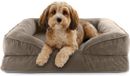 Lumaland Orthopedisch hondenbed van corduroy, ergonomische hondensofa, 70 x 60 cm, voor kleine honden, bodem antislip, vulling en overtrek wasbaar, hondenmand met traagschuim