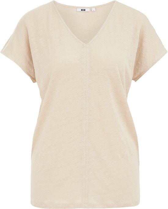 WE Fashion Dames T-shirt van linnen XXL Beige