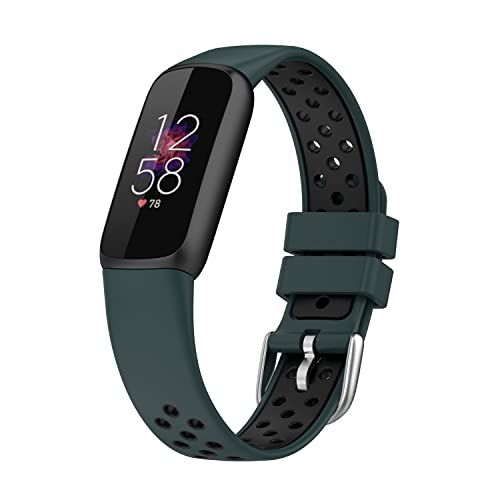 By Qubix Qubix - Siliconen sportbandje voor Fitbit Luxe - Maat: Large - Donkergroen + zwart