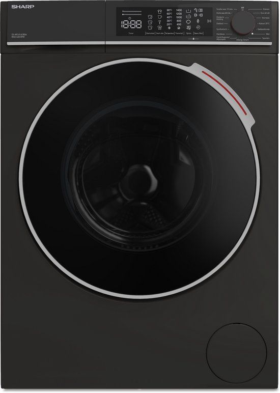 Sharp ESNFL814CBDABX - Wasmachine - Energieklasse A - 8kg - 1400 toeren - Mat Zwart