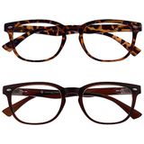 UV Reader Bruine Schildpad & Bruin Leesbril 2 Stuks Ontwerper Stijl Mannen Vrouwen Scharnieren Met Veer UVR2PK014_015 +3,00