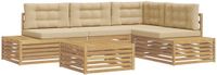 vidaXL 6-delige Buitenbank Set Polyester Wit