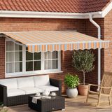vidaXL Handmatige zonnetent met zonne-energie ledverlichting Oranje Polyester 350 cm