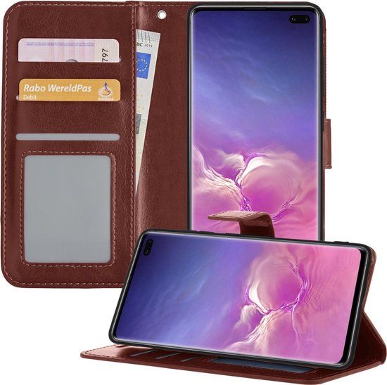 Samsung Galaxy S10 Book Case - Brown - Wallet Case - with Card Slots