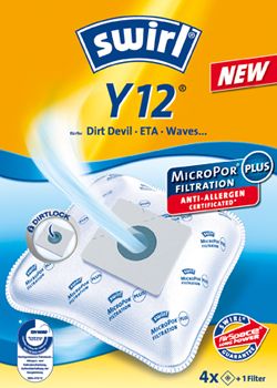 Swirl Y 12 Stofzuigerzakken - Blauw, Wit, Geel - 4 stuks