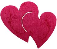 Petra's Knutsel-News 30 x dubbel hart met tribal van vilt kleur: roze, fliz, 18 x 12 x 3 cm