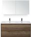 BES LED Porto Badmeubelset 120 cm - 2 Laden Tabacco - Keramische Wastafel Wit Slim met Spiegelkast