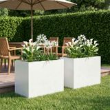 VidaXL Plantenbak 2 st wit 50 x 40 x 50 cm koudgewalst staal