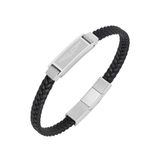 Police Voltline Zwart gevlochten lederen armband voor heren