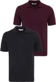 Felix Hardy 2-Pack Polo Shirts Heren Korte Mouwen 100% Katoen Black-Bordeaux - M