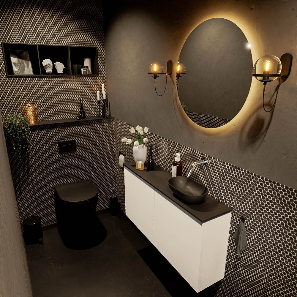 Mondiaz fowy toiletmeubel 100 cm talc/urban rechts zonder kraangat