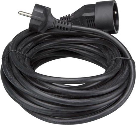 Perel Verlengsnoer - 10 meter - Zwart - Met Penaarde - 230V - 3500W