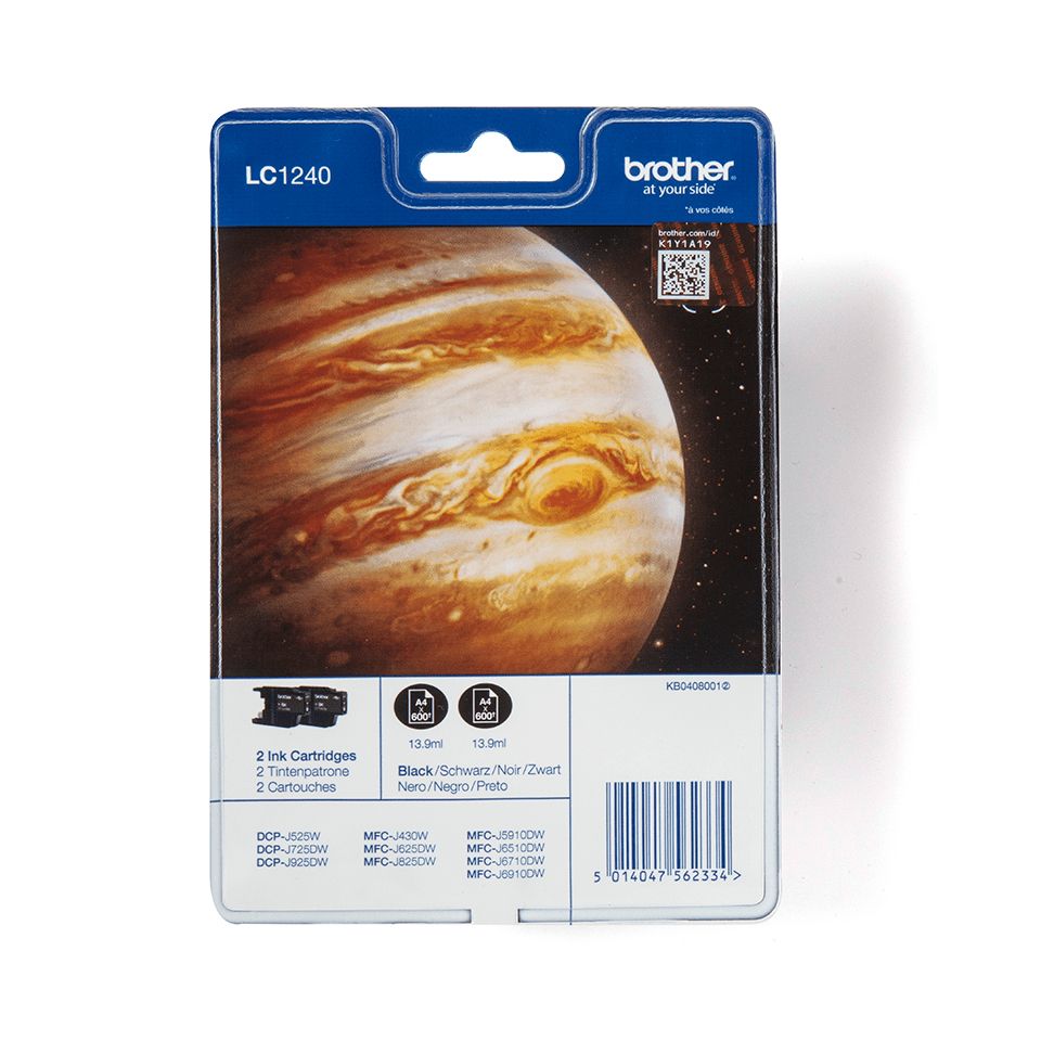 Brother LC-1240BKBP2 Origineel Zwart Inktcartridge Multipack 2 Stuks