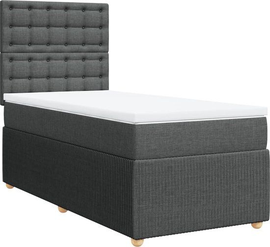 vidaXL Boxspring met matras stof donkergrijs 90x190 cm