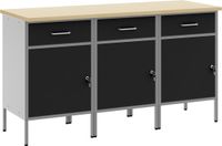 vidaXL Werkbank met opbergruimte, 3 stuks, zwart en grijs, 150 x 55 x 85 cm