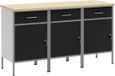 vidaXL Werkbank met opbergruimte, 3 stuks, zwart en grijs, 150 x 55 x 85 cm
