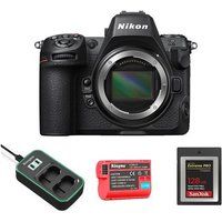 Nikon Z8 Zwart + SanDisk 128GB CFexpress Type B + Kingma 2400mAh accu (Nikon EN-EL15) + Kingma acculader