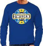 Bellatio Decorations Have fear Sweden is here sweater met sterren embleem in de kleuren van de Zweedse vlag - blauw - heren - Zweden supporter / Zweeds elftal fan trui / EK / WK / kleding S