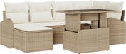 vidaXL Salon de jardin en polyrotin beige et crème