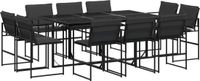 vidaXL Ensemble de jardin 11 pièces avec coussins, textilène, noir