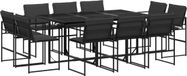 vidaXL Ensemble de jardin 11 pièces avec coussins, textilène, noir