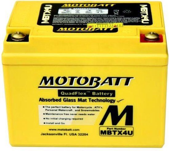 Motobatt MBTX4U Quadflex AGM Moto batterij 12V 4Ah