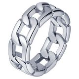 Mendes Lookinggoodtoday Edelstaal heren ring Cuban Link zilverkleurig-17mm