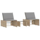 vidaXL Tuinstoel Terras Gecapitonneerde zitting Polyrattan, Staal, Gehard glas Grijs