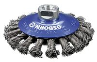 Osborn 2902632151 AR2902632151 haakse slijper 125 mm, kegelborstel D125x15 mm schroefdraad M14x2,0 gevlochten staaldraad 0,50 mm TÜV getest, blauw