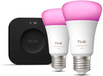 Philips Hue White and Color Ambiance Starterkit: 2 E27 Slimme Lampen Met Kleurfunctie + Bridge Pro