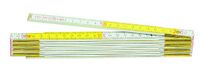 Metrica 23160 houten schakelmaat 2 m, rode decimalen, wit/geel