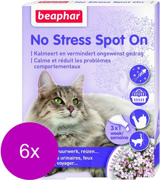 BEAPHAR No Stress Spot On Kat - Anti stressmiddel - 6 x 3 pip