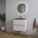 Saniclass Chaci Badkamermeubelset - 60x46x55cm - keramische wastafel zwart - 1 wasbak - 1 kraangat - 2 lades - ronde spiegel met verlichting - mat cotton (beige)