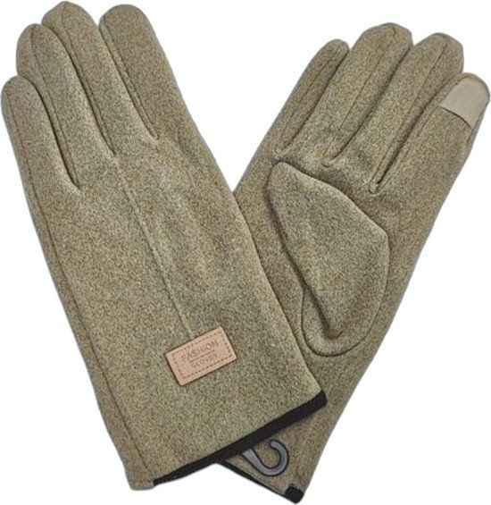 Khaki Unisex Touchscreen Gloves - One Size