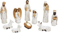 Merkloos / Sans marque G. Wurm Gmbh + Co. Kg Set van 10x stuks kerststal beelden/kerstbeelden wit met goud 5-21 cm