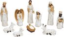 Merkloos / Sans marque G. Wurm Gmbh + Co. Kg Set van 10x stuks kerststal beelden/kerstbeelden wit met goud 5-21 cm