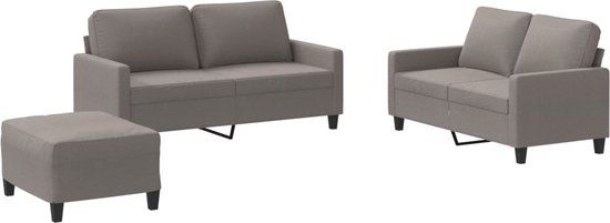 vidaXL 3-delige Loungeset met kussens stof taupe