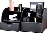 KINGFOM Bureau-organizer, opbergvak, multifunctioneel functioneel, kunstleer, Zwart