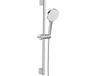 SREWOHS Set rehausseur de pommeau de douche, barre de glissière de douche en acier inoxydable 70 cm x 19 mm avec pommeau de douche, tuyau de douche de 160 cm, support de pommeau de douche, support de hauteur de douche réglable pour salle de bain