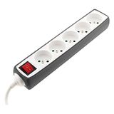 Zenitech Stekkerdoos met 5 stopcontacten, 16 A, 2P+T, met schakelaar en beschermhoes, grijs Zenitech