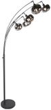 Mexlite Zwarte 5-Lichts Vloerlamp Tenebris 4214ZW – 194 cm Hoog, Kantelbaar, van Metaal en Glas