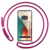 Tumundosmartphone Transparante beschermhoes voor Xiaomi Redmi Note 13 5G, met koord, fuchsia