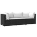 vidaXL 3-delige loungeset met kussens, zwart, polyrotan