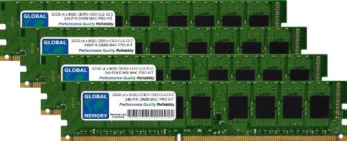 GLOBAL MEMORY 32GB (4 x 8GB) DDR3 1333MHz PC3-10600 240-PIN ECC DIMM (UDIMM) GEHEUGEN RAM KIT VOOR APPLE MAC PRO (MIDDEN 2010-2012)