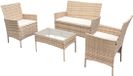 SVITA Brooklyn salon de jardin 4 pièces ensemble de salon en polyrotin résistant aux intempéries jardin terrasse balcon incluant coussins table en verre Beige