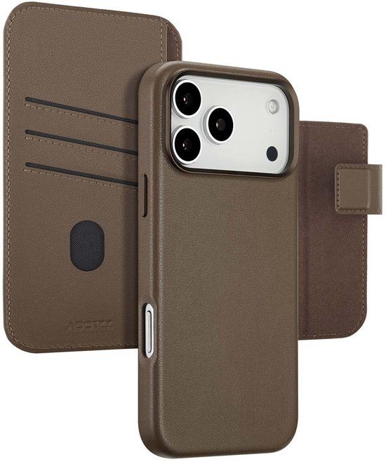 Accezz Leather Bookcase 2-in-1 met MagSafe voor de Apple iPhone 17 Pro Max - Coffee Brown