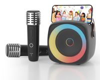 Merkloos Karaoke set - 2 microfoons - Draadloos - Bluetooth luidspreker - Met lichteffecten