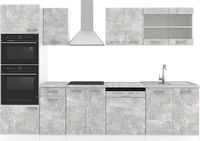 Vicco R-Line Complete keukeneenheid – 300 cm met hoge kast, met marmeren werkblad Beton